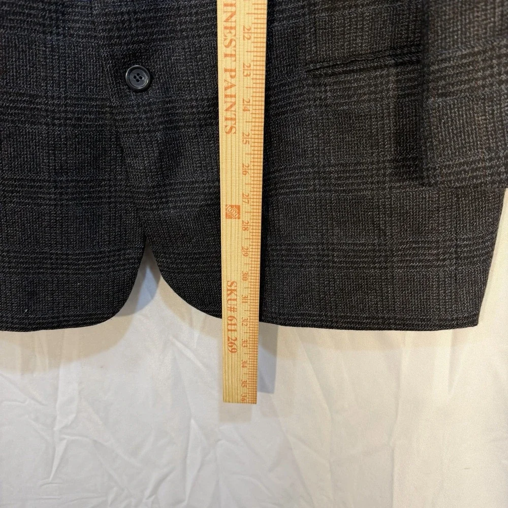 Joseph & Feiss 2 Button 100% Lambswool Blazer Sport Coat 46‎ Plaid Gray